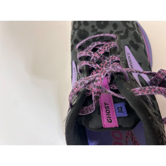 Brooks Ghost 14 Electric Cheetah Run Wild Black Purple Women’s Size 9 - Picture 6 of 12